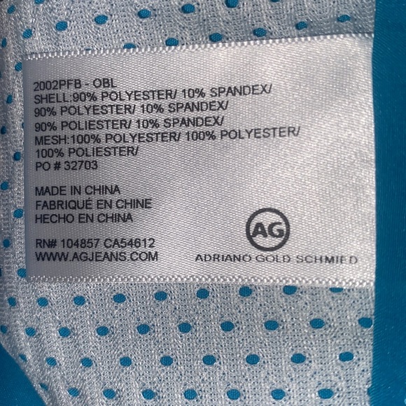 NWT AG Green Label 'The Canyon' Flat Front Performance Shorts Size 30 Ocean Blue - Picture 8 of 10